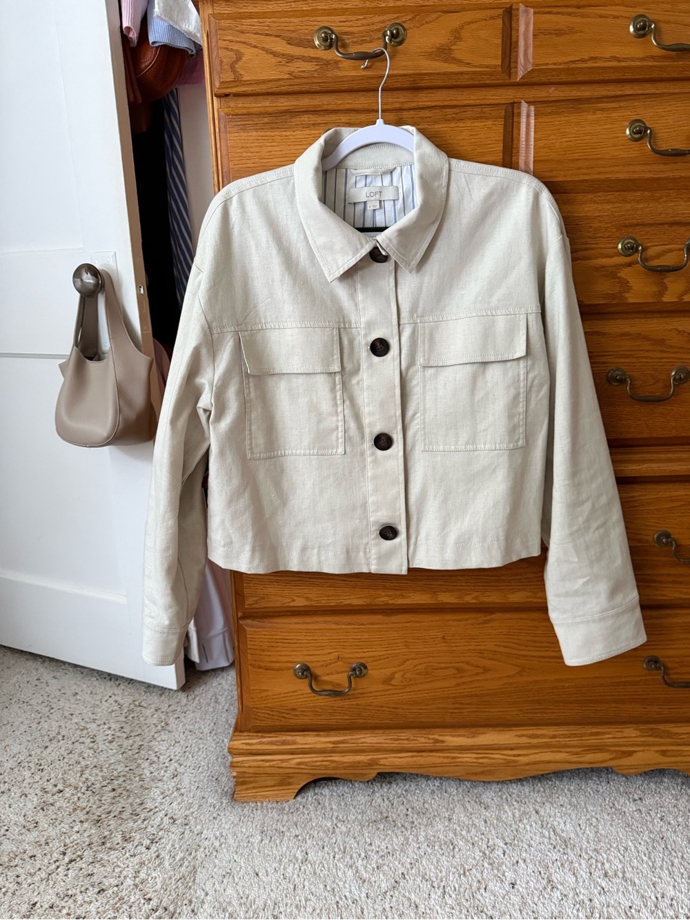 LOFT Ladies Cream Cropped Jacket